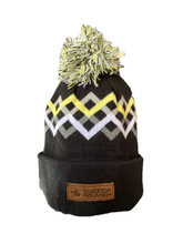 Load image into Gallery viewer, Zigzag Pom Beanie with Leather Patch